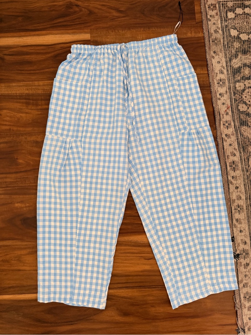 Light Blue Gingham Pull-On Pants